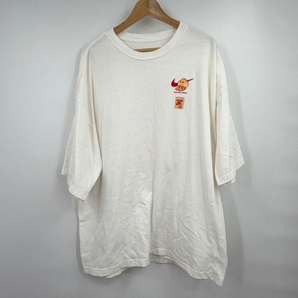 Nike Sole Food Served Fresh Graphic T-Shirt Mens Medium White Oversized Fit Tee
